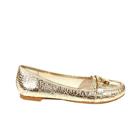 michael kors tania flat wit goud|michael kors gold flats women.